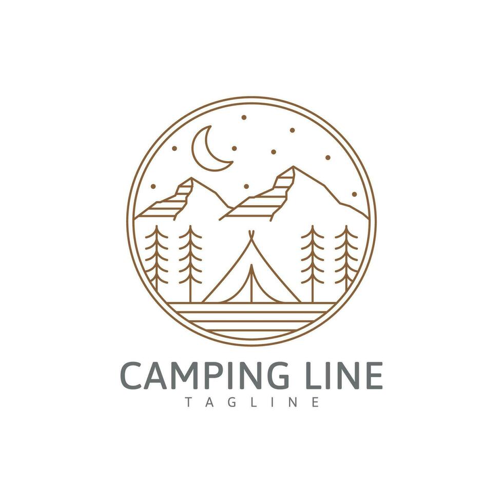 Camping-Logo oder Illustration in Linienstil-Vektor-Design-Vorlage vektor