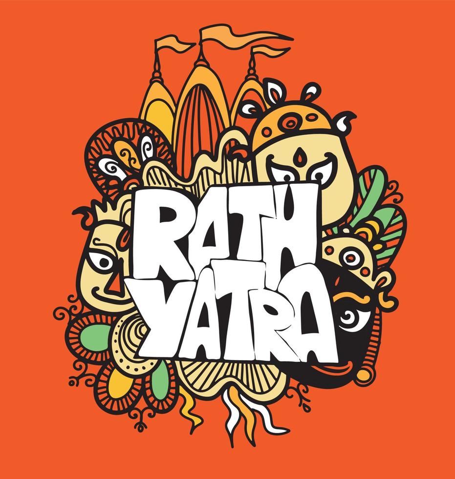 vektordesign av ratha yatra av lord jagannath, balabhadra och subhadra på vagn vektor