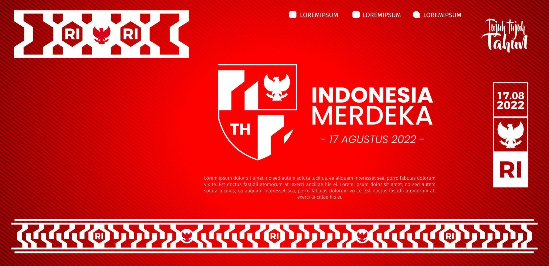 77 år, jubileumsdagen för republiken Indonesiens självständighet. illustration affisch, banner mall design vektor