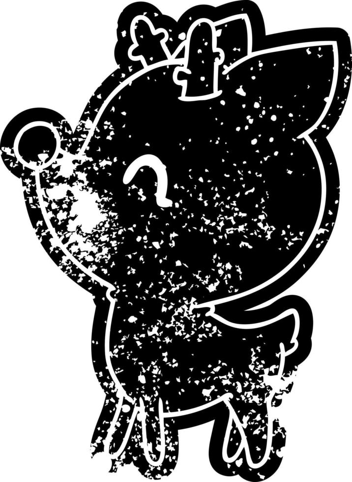 grunge ikon av kawaii söta rådjur vektor