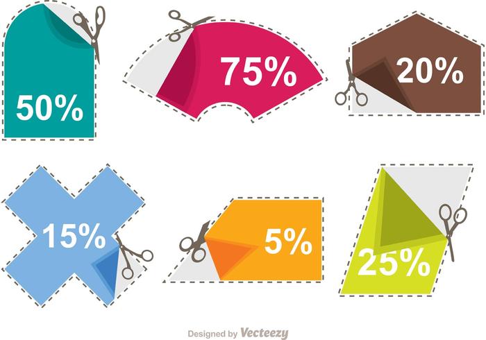 Scissor kupong rabatt klistermärke vektorer