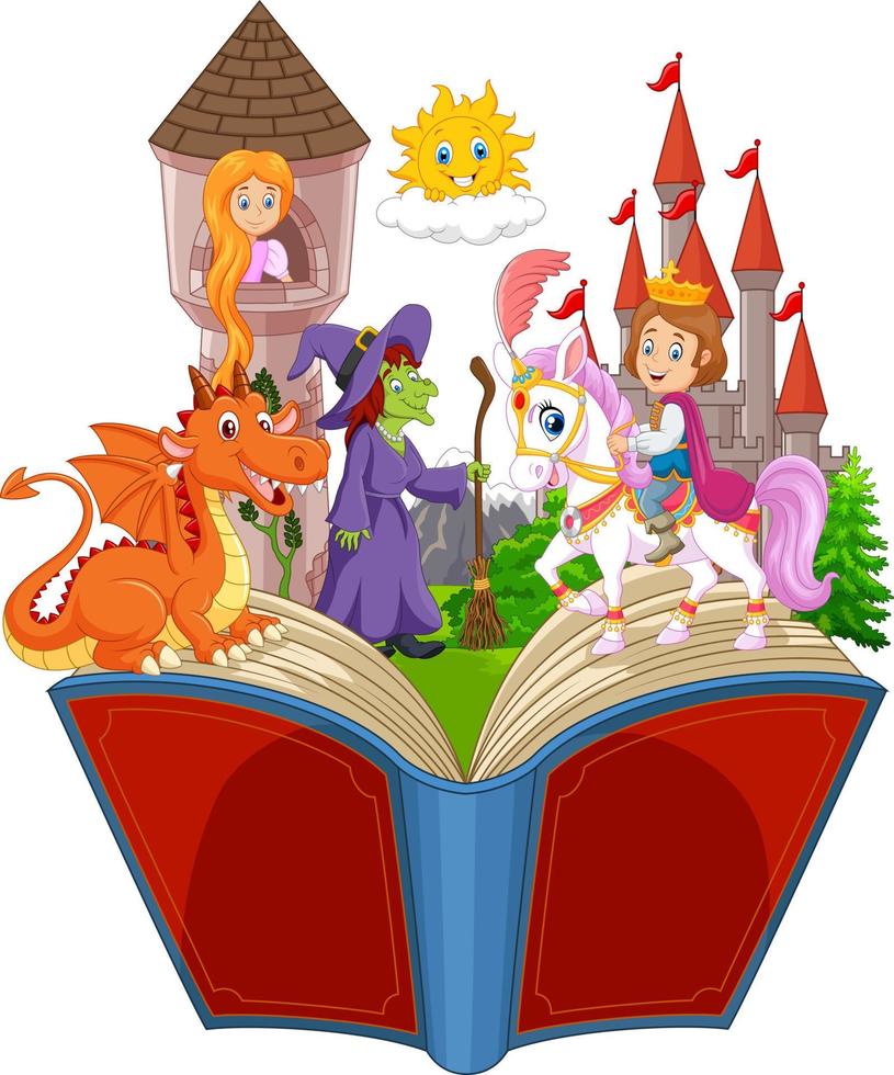 Fantasie in einem Märchen-Fantasiebuch für Kinder vektor