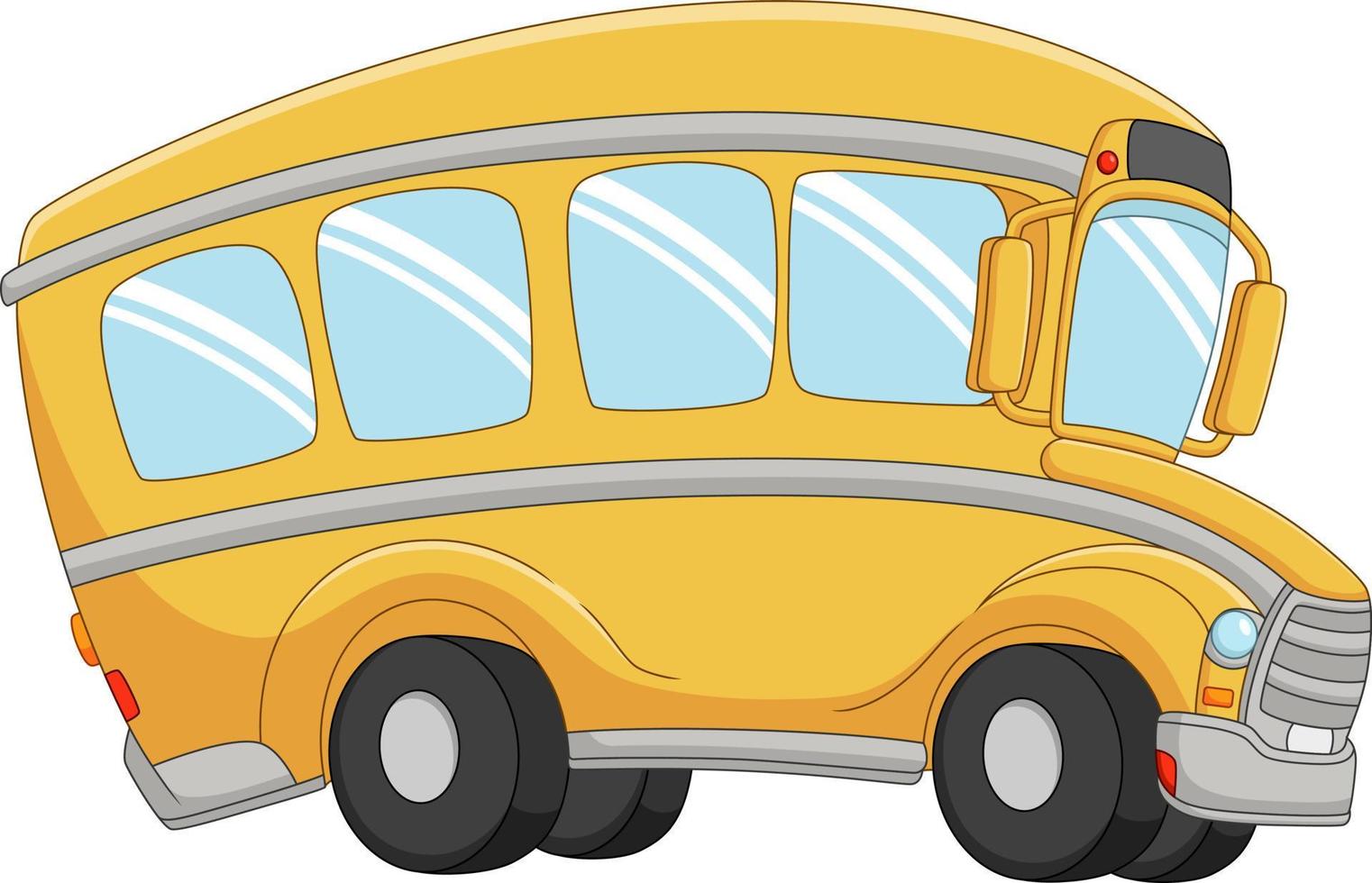 gelber bus der karikatur auf weißem hintergrund vektor
