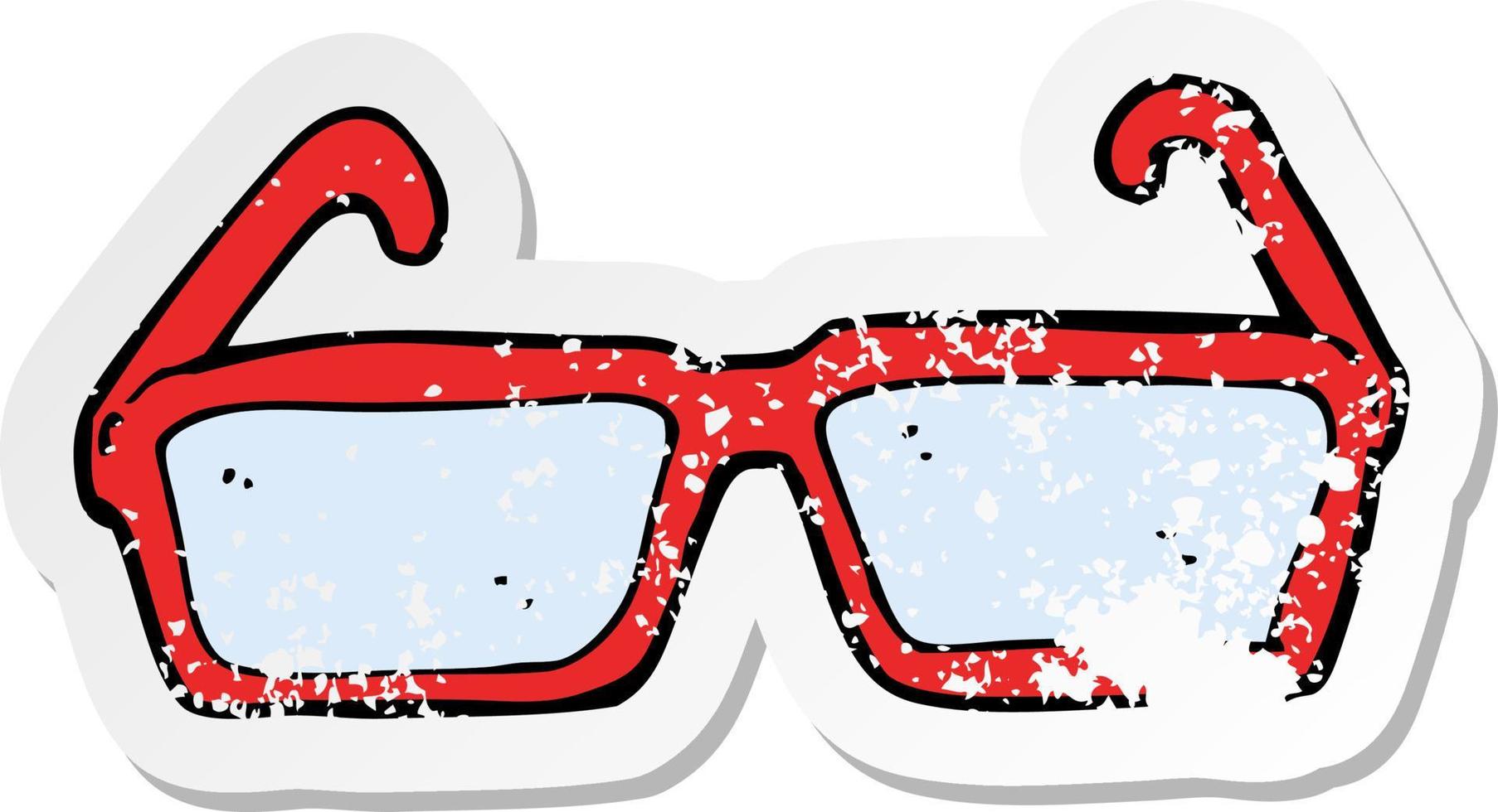 Retro-Distressed-Aufkleber einer Cartoon-Brille vektor