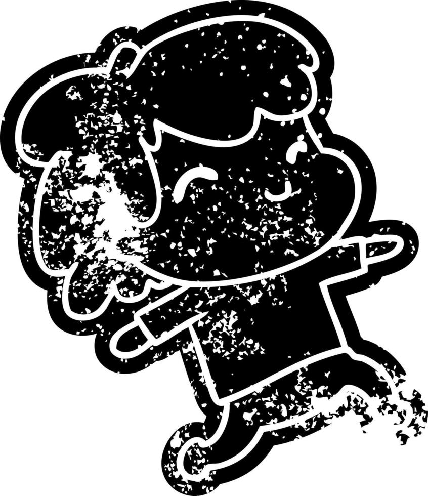 grunge ikon kawaii pojke med stubb vektor