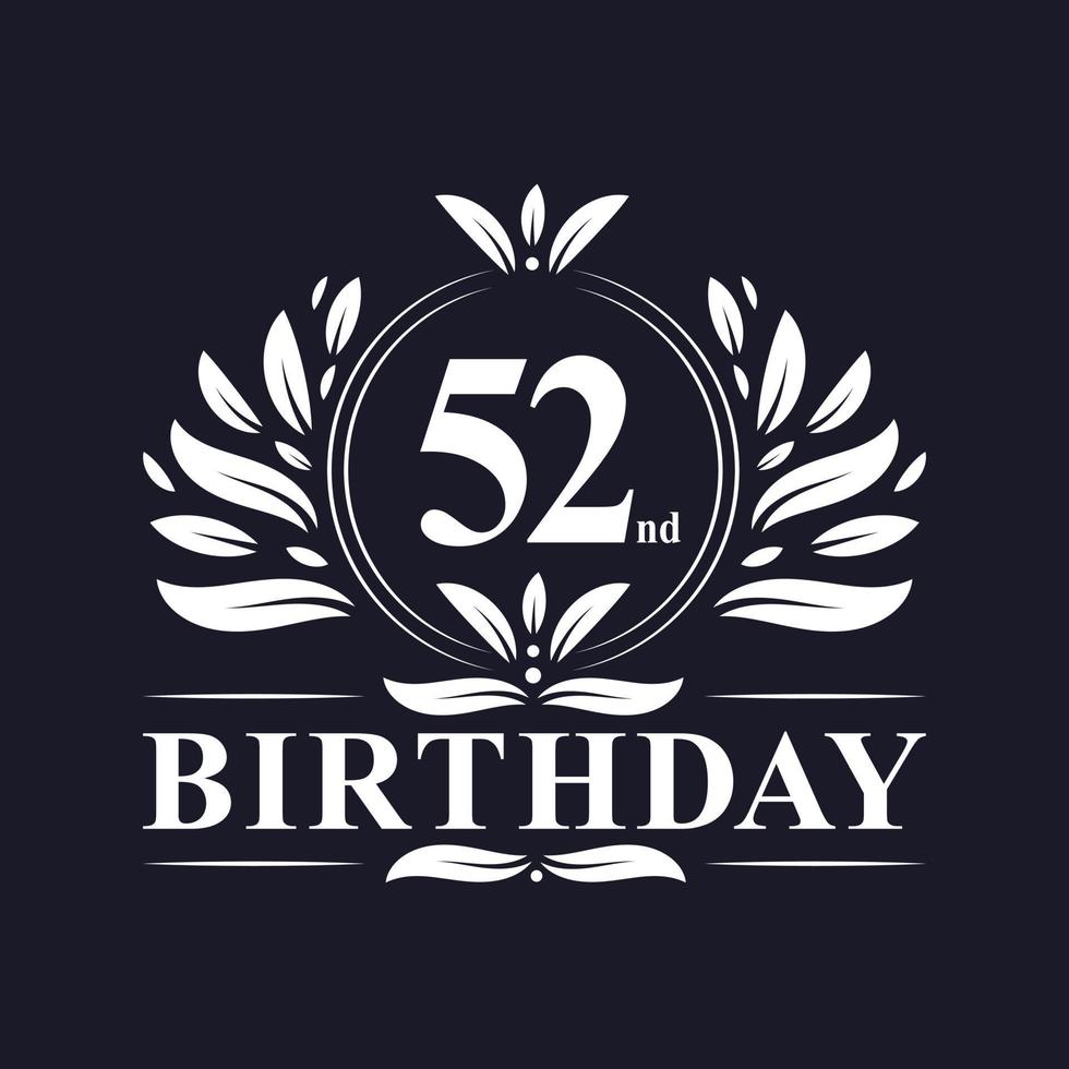 52 Jahre Geburtstagslogo, 52. Geburtstagsfeier. vektor