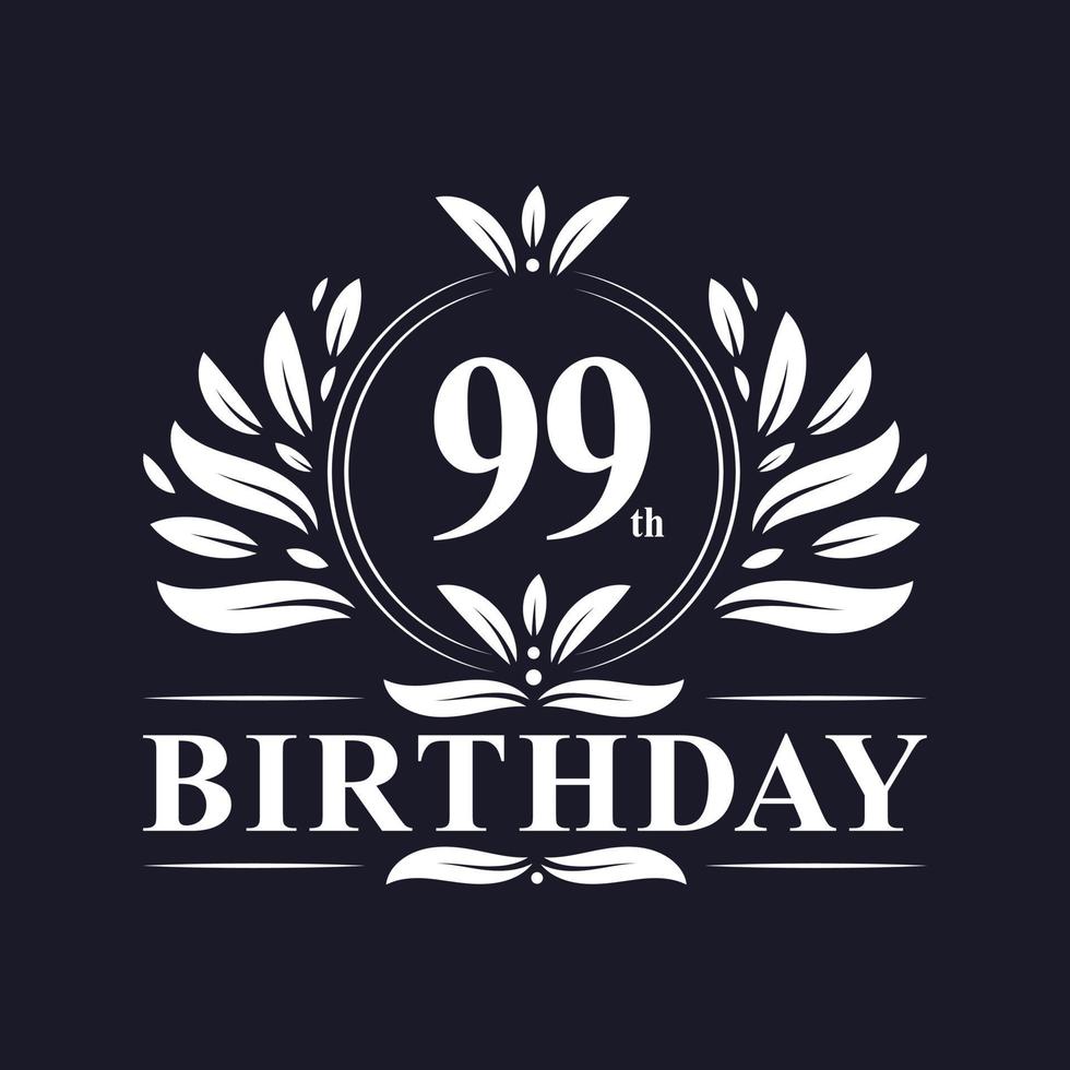 lyxig logotyp för 99-årsdagen, 99 års firande. vektor