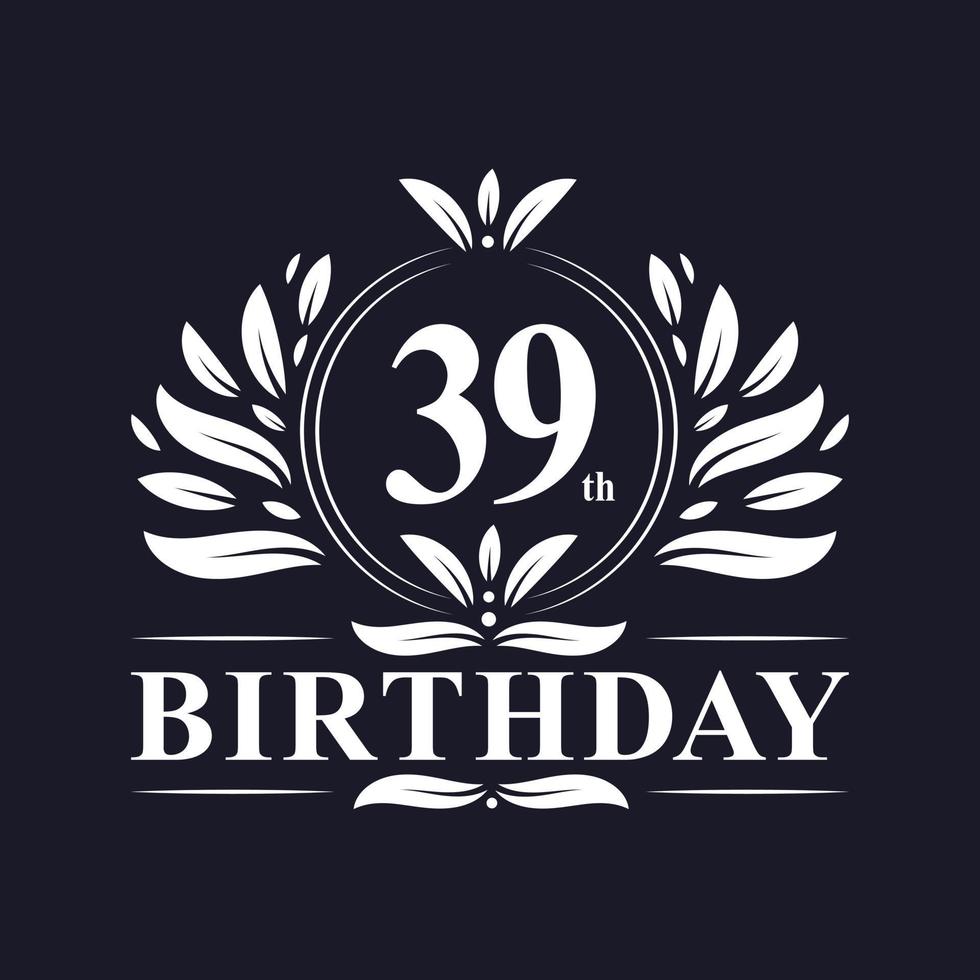 39. Geburtstagslogo, 39 Jahre Geburtstagsfeier. vektor