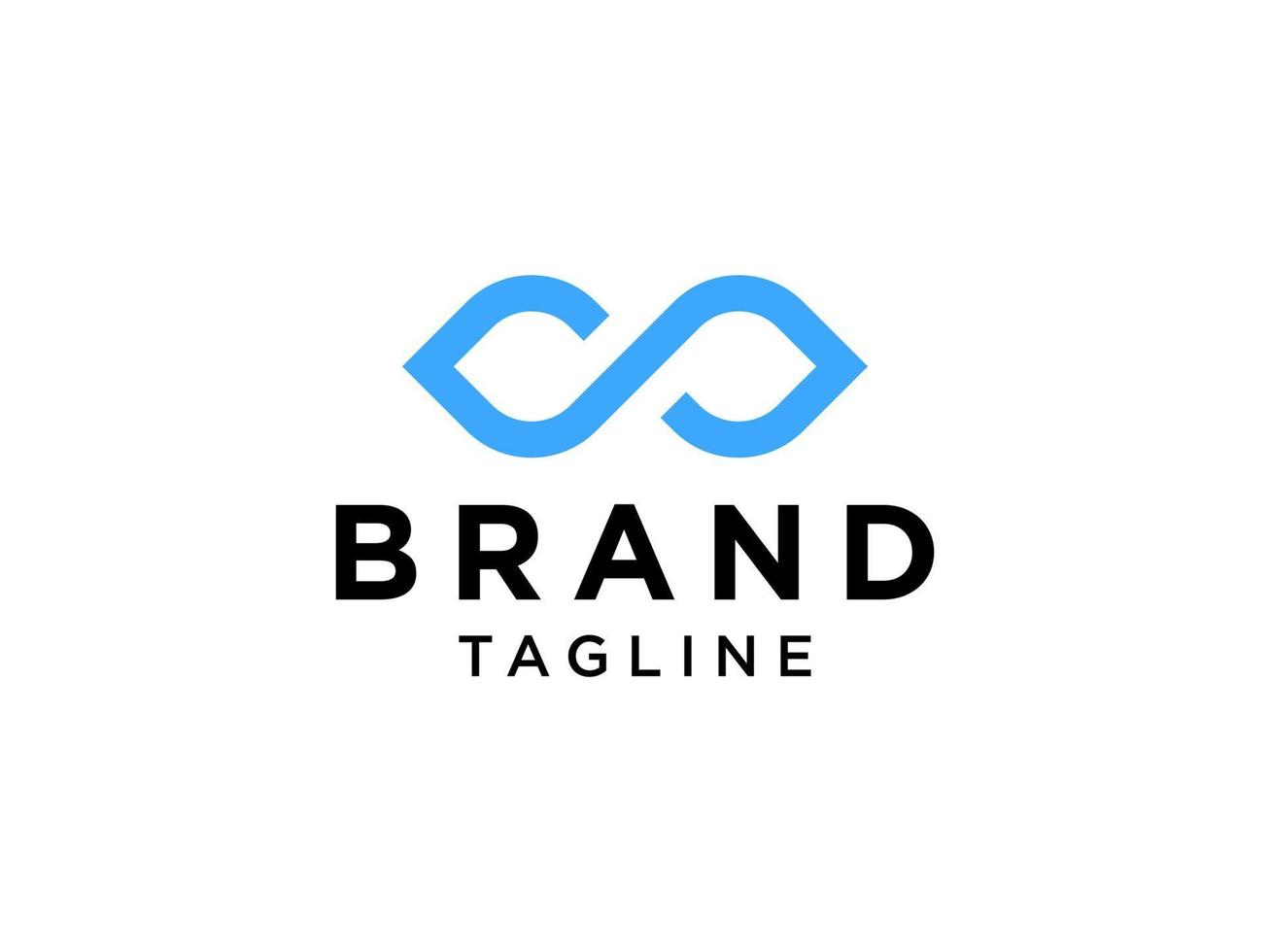 Infinity-Logo. blaue geometrische Quadrat- und Kreislinienartkombination lokalisiert auf weißem Hintergrund. verwendbar für Geschäfts- und Technologielogos. flaches Vektor-Logo-Design-Vorlagenelement. vektor
