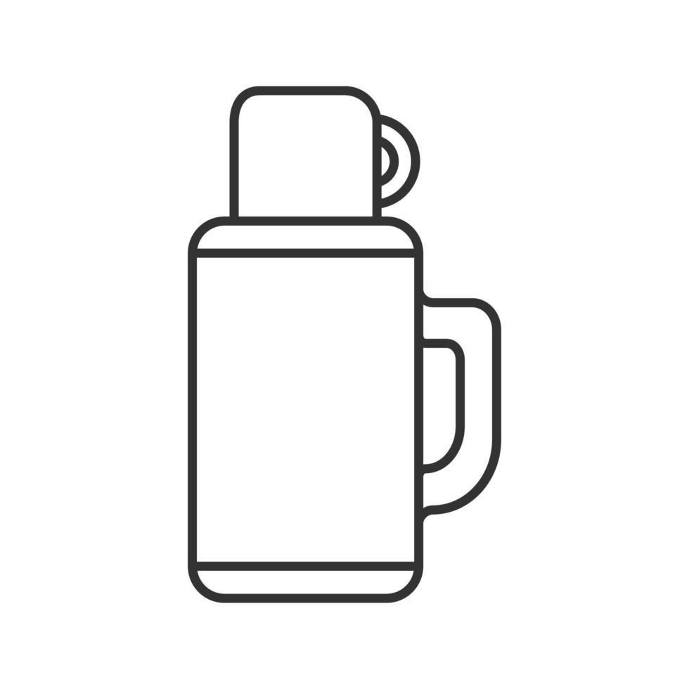 Thermos lineares Symbol. dünne Liniendarstellung. heisses Getränk. Kontursymbol. Vektor isoliert Umrisszeichnung