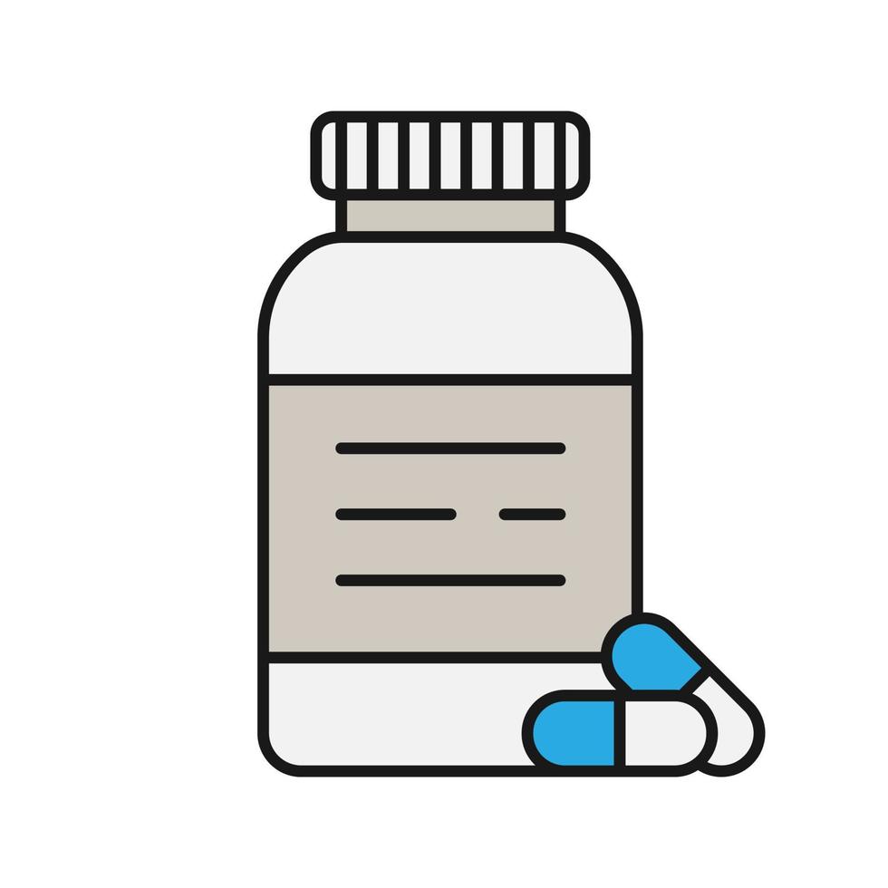 Symbol für die Farbe der Pillenflasche. isolierte Vektorillustration vektor