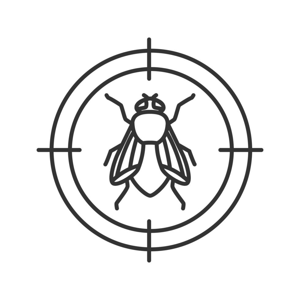 husfluga mål linjär ikon. flygande insektsmedel. tunn linje illustration. kontur symbol. vektor isolerade konturritning