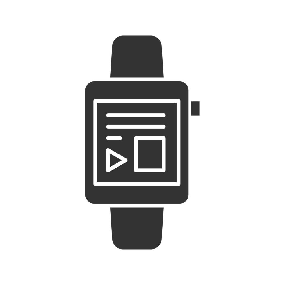 Smartwatch-Glyphen-Symbol. digitale Armbanduhr. Silhouettensymbol. negativer Raum. vektor isolierte illustration