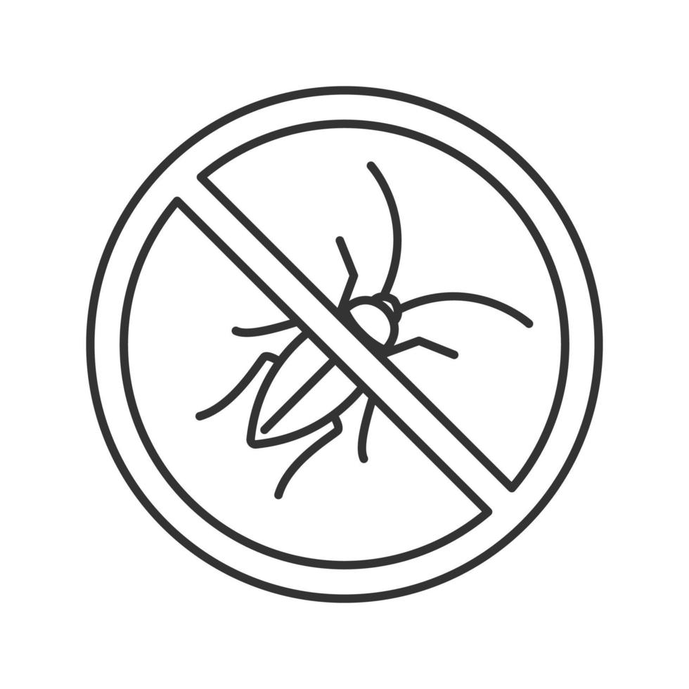 stoppa kackerlackor tecken linjär ikon. mörtmedel. pestkontroll. tunn linje illustration. kontur symbol. vektor isolerade konturritning