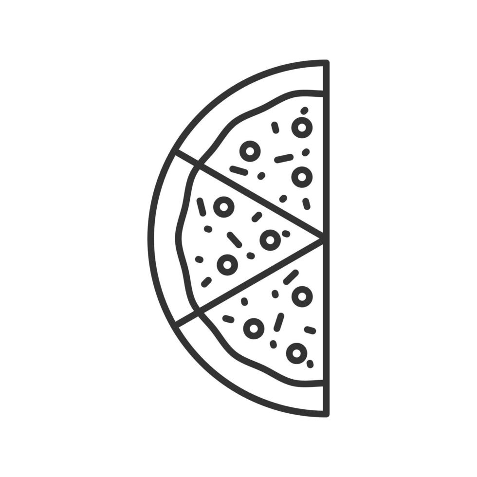 hälften av pizza linjär ikon. tunn linje illustration. kontur symbol. vektor isolerade konturritning