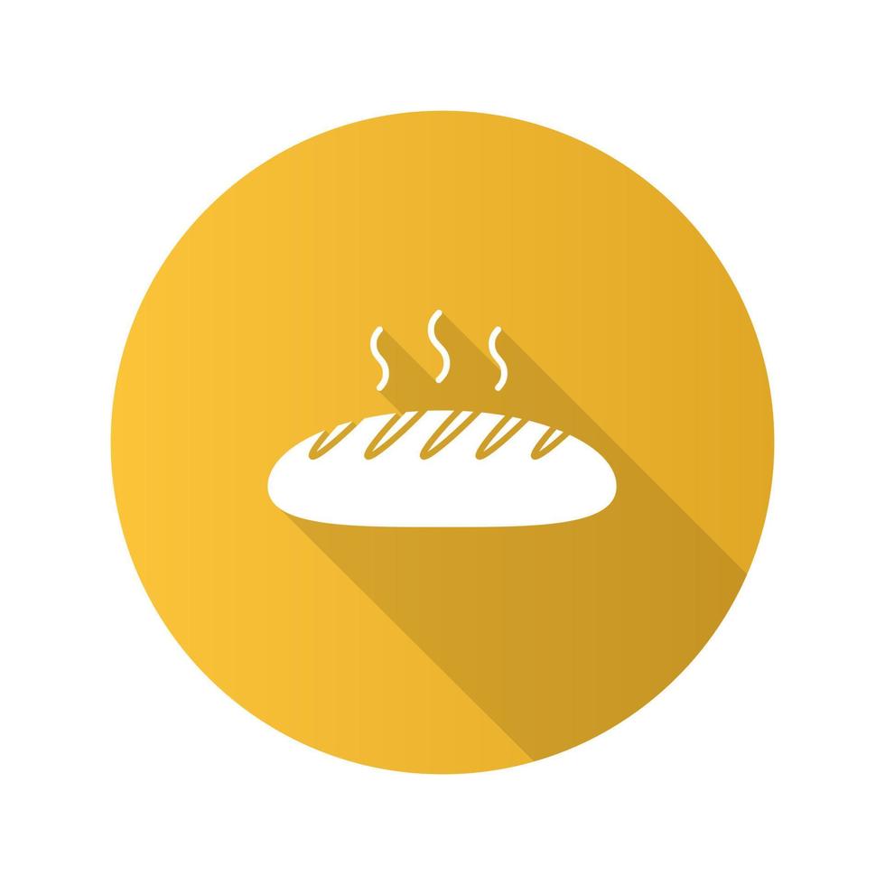 frisches Brotlaib flaches Design lange Schatten-Glyphe-Symbol. Bäckerei. Vektor-Silhouette-Illustration vektor