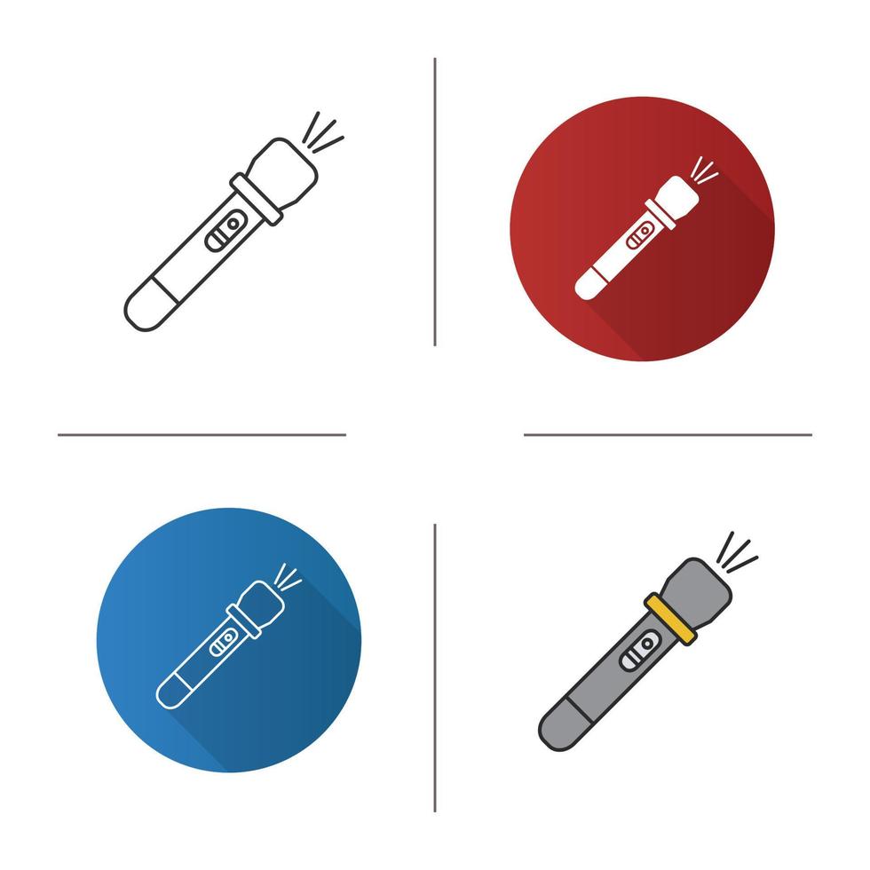 Taschenlampen-Symbol. flaches Design, lineare und Farbstile. Taschenlicht. Fackel. isolierte Vektorgrafiken vektor