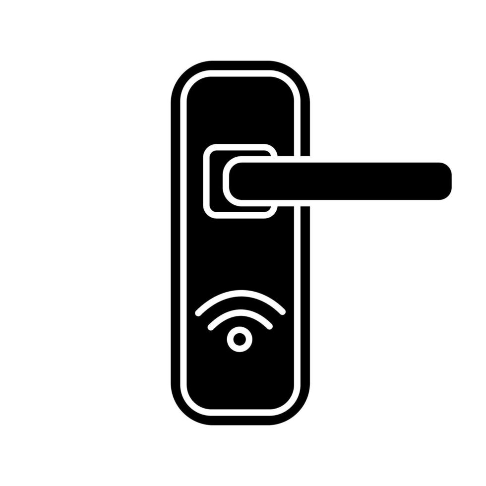 nfc dörrlås glyfikon. nära fältkommunikation hänglås. kontaktlös teknik. siluett symbol. negativt utrymme. vektor isolerade illustration