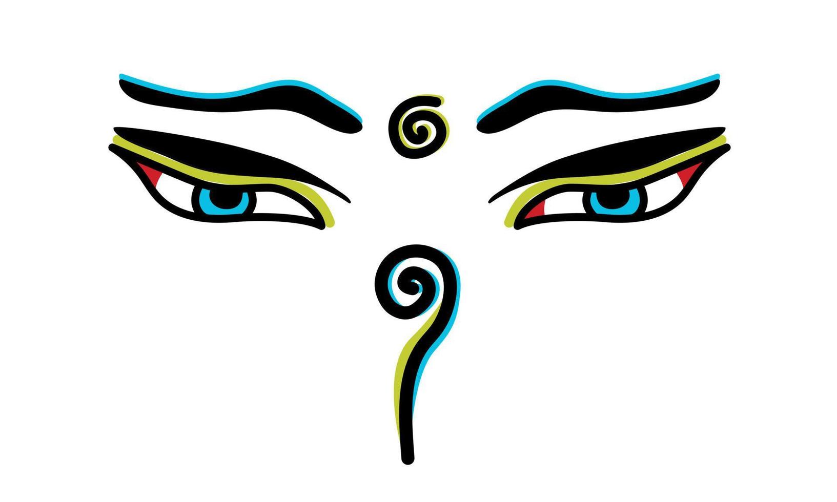 Buddha-Augen von Nepal. Symbol der asiatischen Religion. Vektor-Illustration vektor