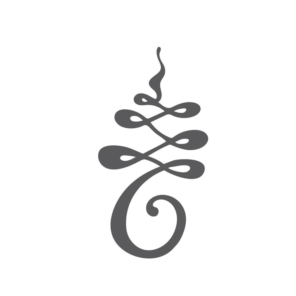 Unalome handgezeichnetes Zeichen. hinduistisches und buddhistisches Symbol, das den Weg zur Erleuchtung darstellt. isolierte Vektorillustration vektor