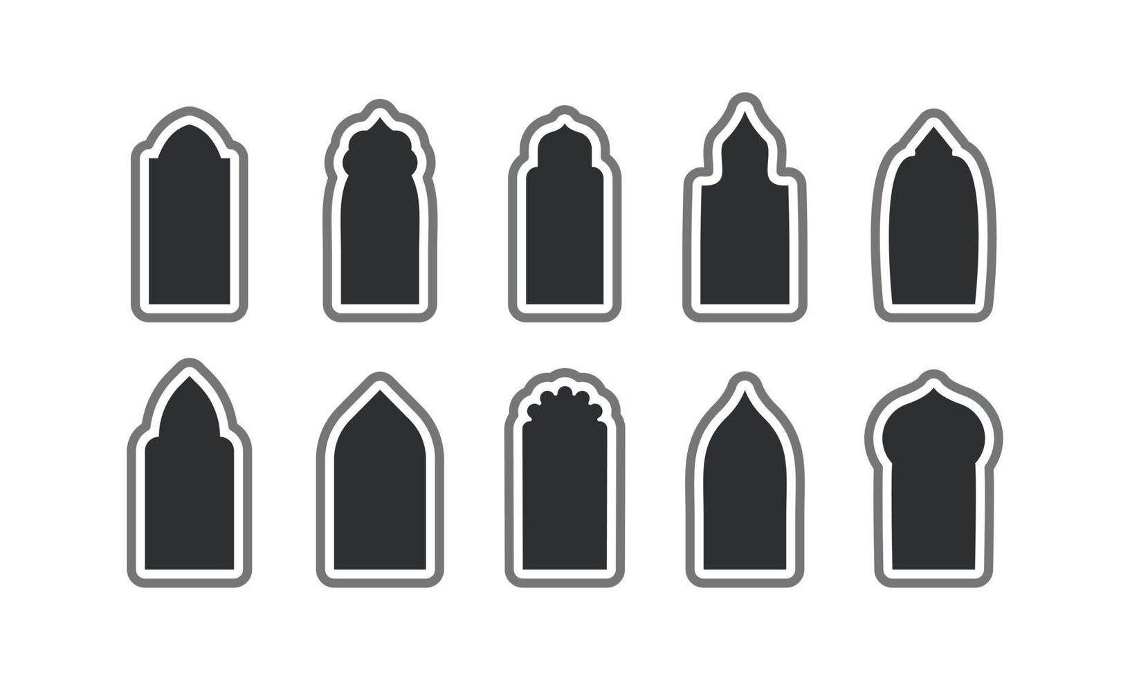 arabisk fönsterlinjeform. moské dörrar grind. dekorativ ram. arkitekturgräns. vektor