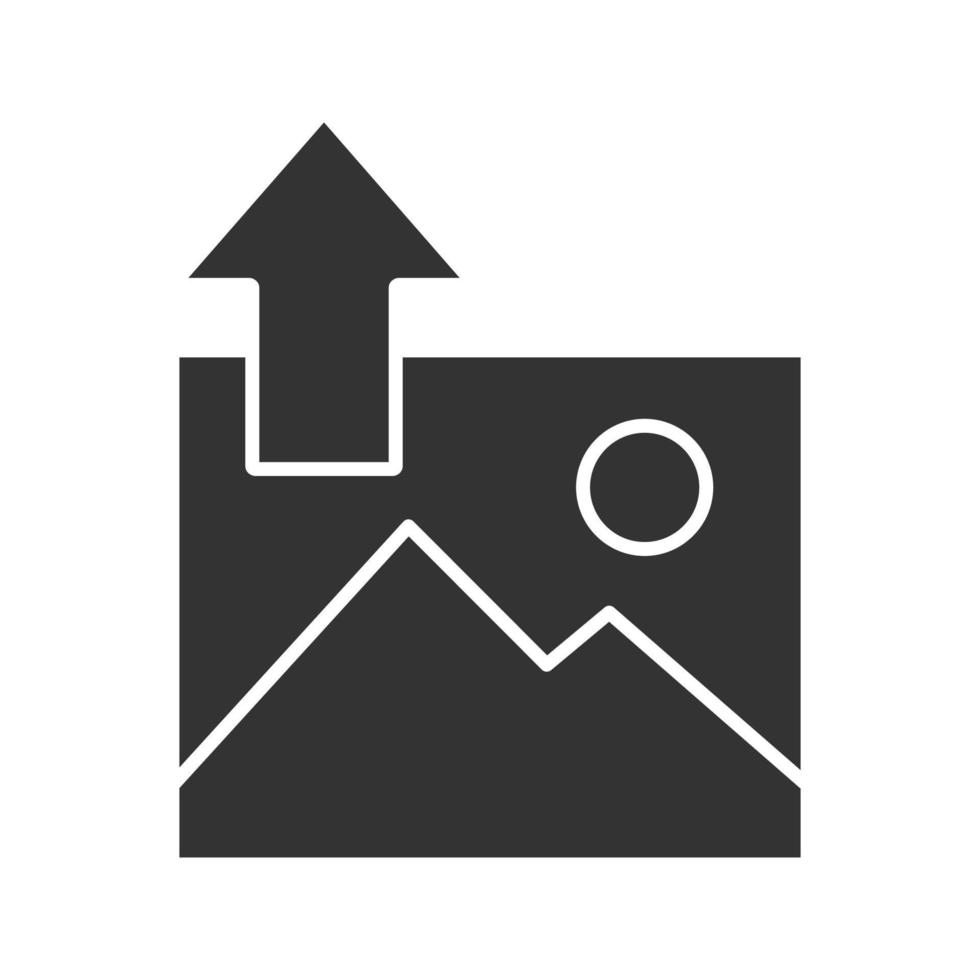 digital bild ladda upp glyfikon. siluett symbol. bild med pil upp. negativt utrymme. vektor isolerade illustration