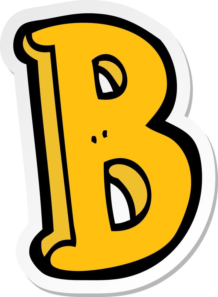 klistermärke av en tecknad bokstav b vektor