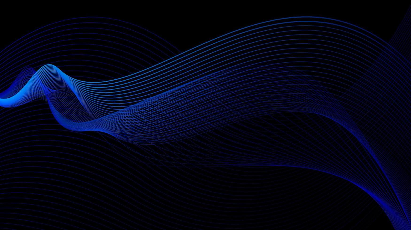 abstrakte leuchtende fließende Linien auf dunklem Hintergrund. dynamischer Wellenlinienvektor vektor