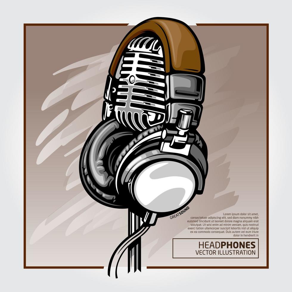 podcast vektor illustration. spela in radiosändning, ljudintervju, direktsnack. vektormålsida för podcastingverksamhet med isometrisk mediautrustning, mikrofon, smartphone och högtalare.