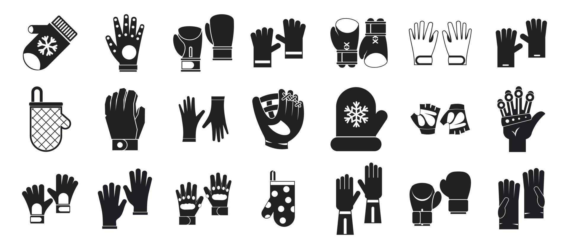 handskar ikonuppsättning, enkel stil vektor
