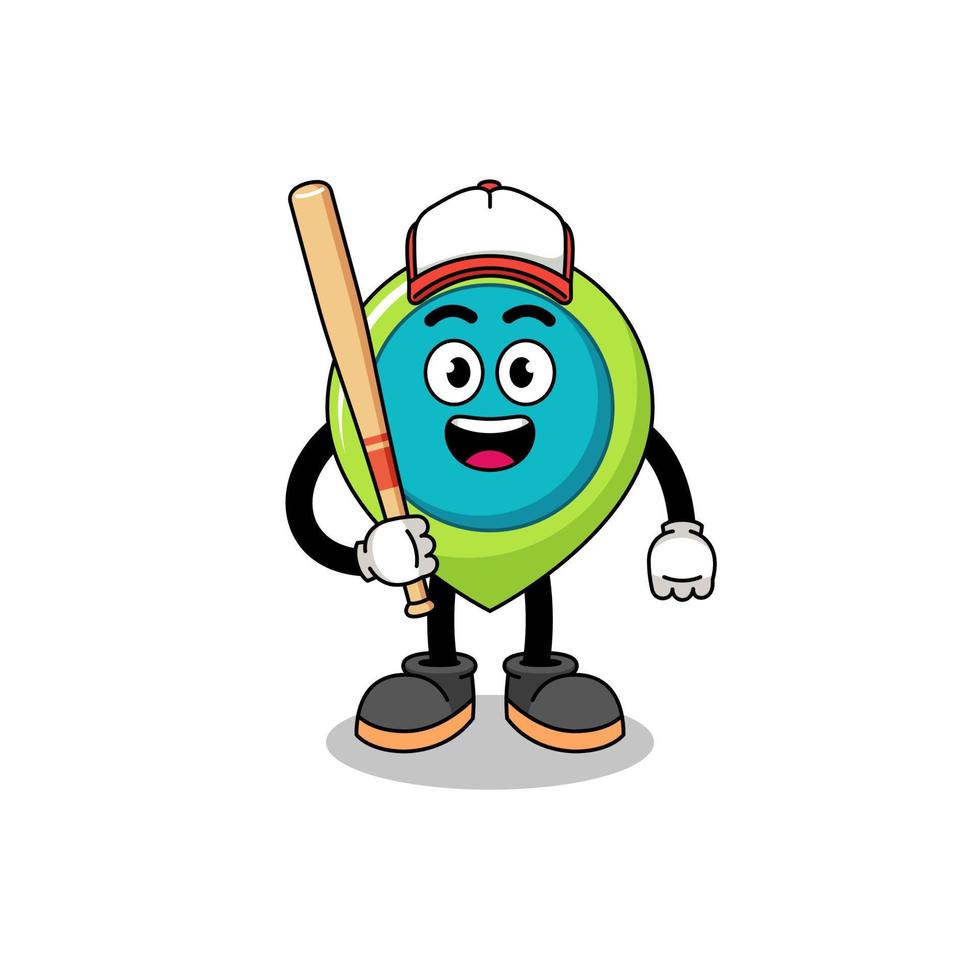 ortssymbol maskottchen cartoon als baseballspieler vektor