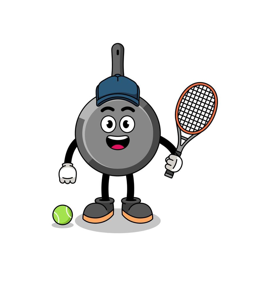 Bratpfanne Illustration als Tennisspieler vektor