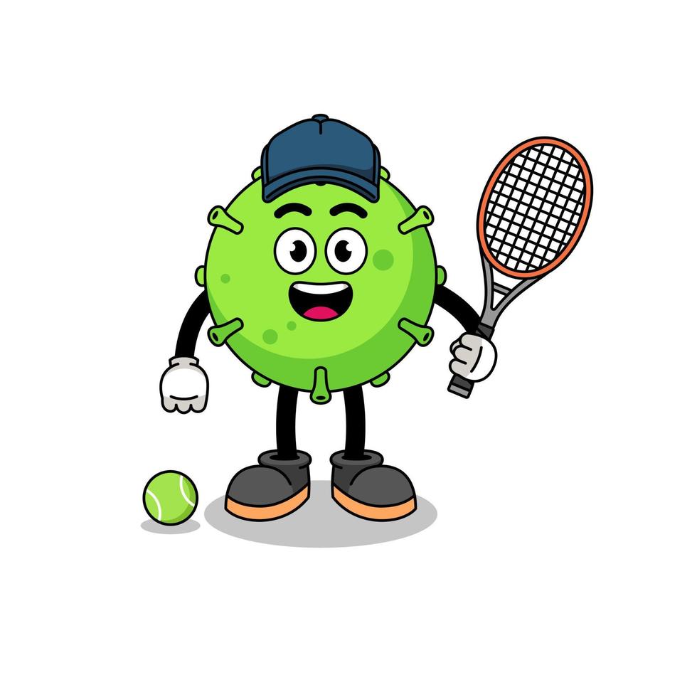 virusillustration als tennisspieler vektor