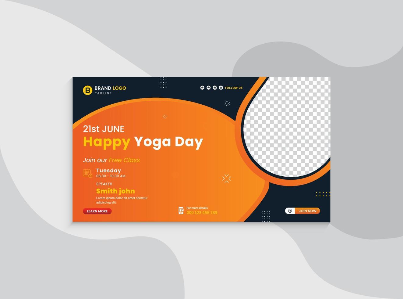 Video-Thumbnail für internationalen Yoga-Tag und Web-Banner-Vorlage. Werbebanner-Design für Business-Workshops. Videocover für den Yogatag. Welt-Yoga-Tag-Banner-Design-Service Pro-Vektor. vektor