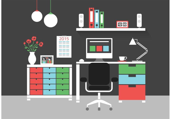 Free Modern Home Office Innenraum Vektor Icons