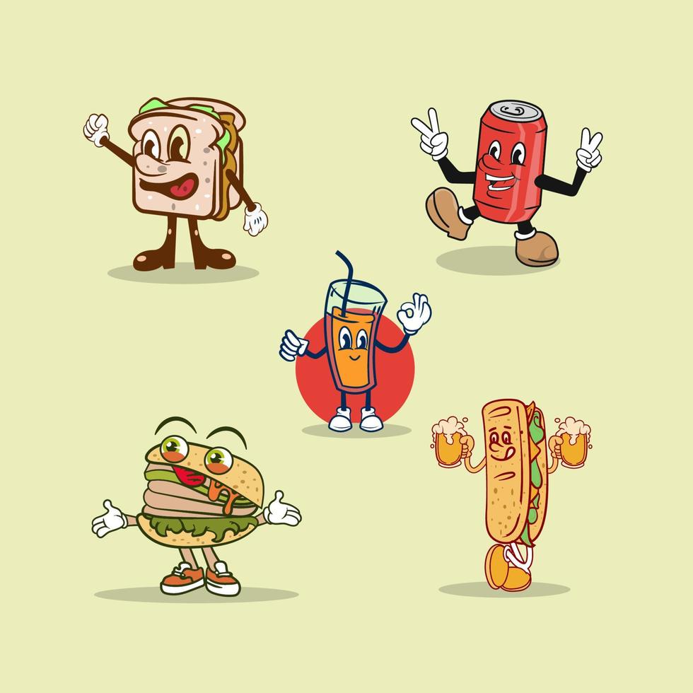 Fast-Food-Retro-Maskottchen-Logo-Design vektor