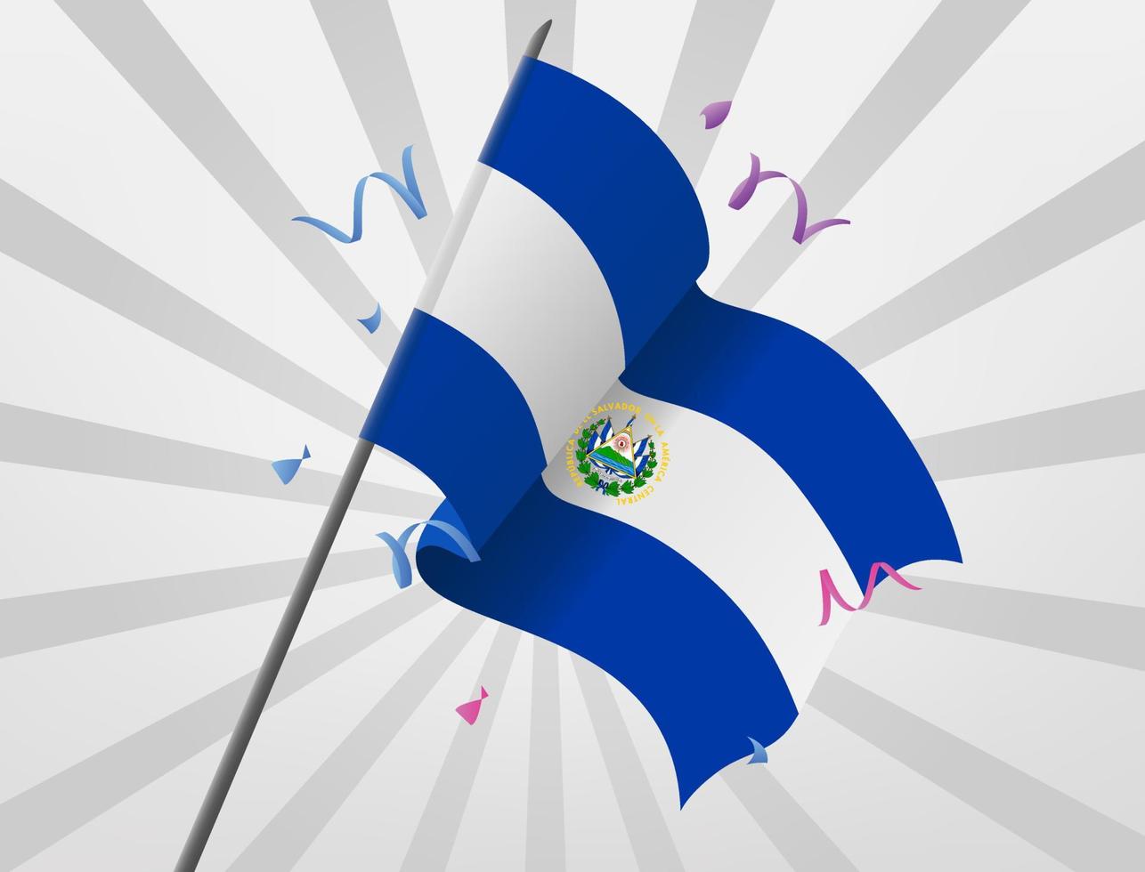 den festliga flaggan för landet Salvador vajar på hög höjd vektor