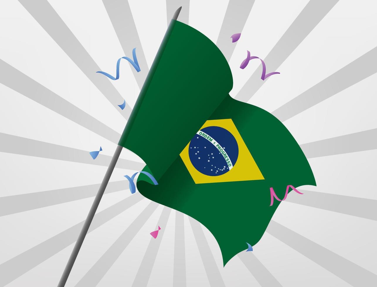 Brasiliens festliga flagga vajar på höjden vektor