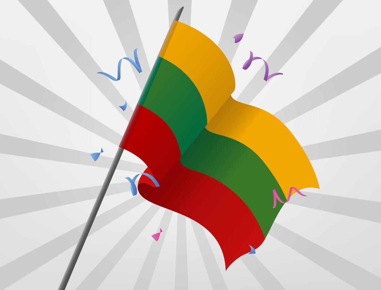 litauens festliga flagga vajar på höga höjder vektor