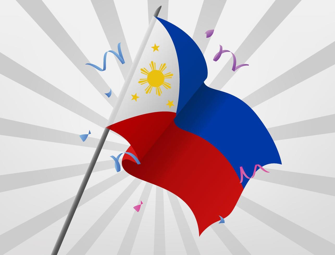 den filippinska firandet flaggan vajade på en höjd vektor