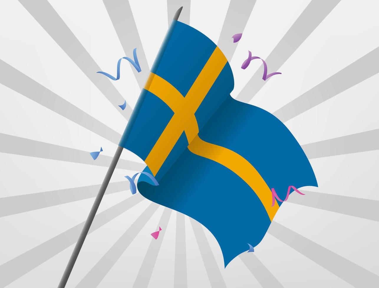 den svenska firandets flagga vajade på hög höjd vektor