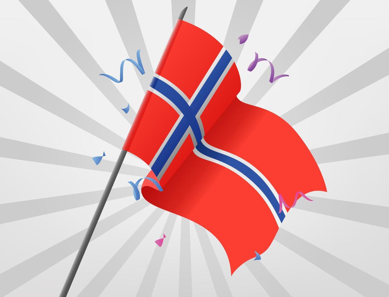 norwegische feierfahnen wehen in großer höhe vektor