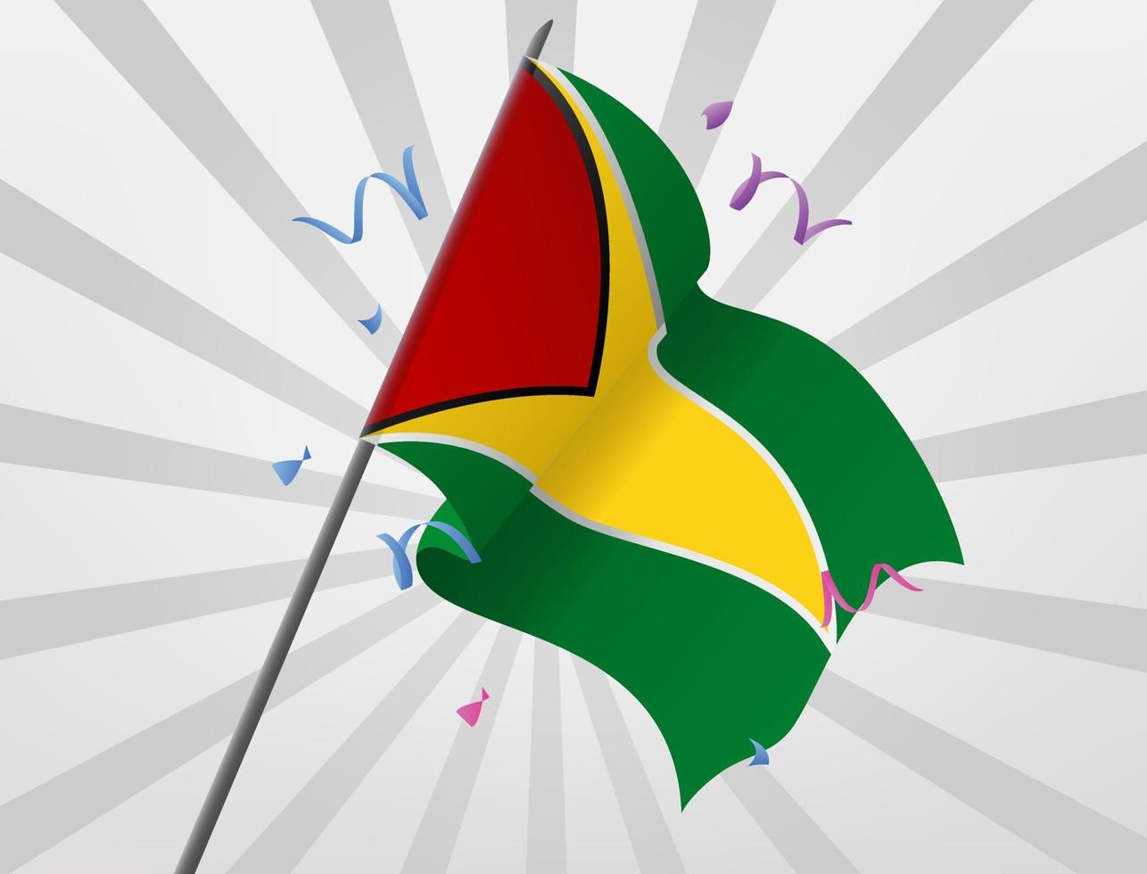 die feierliche flagge von guyana weht in der höhe vektor