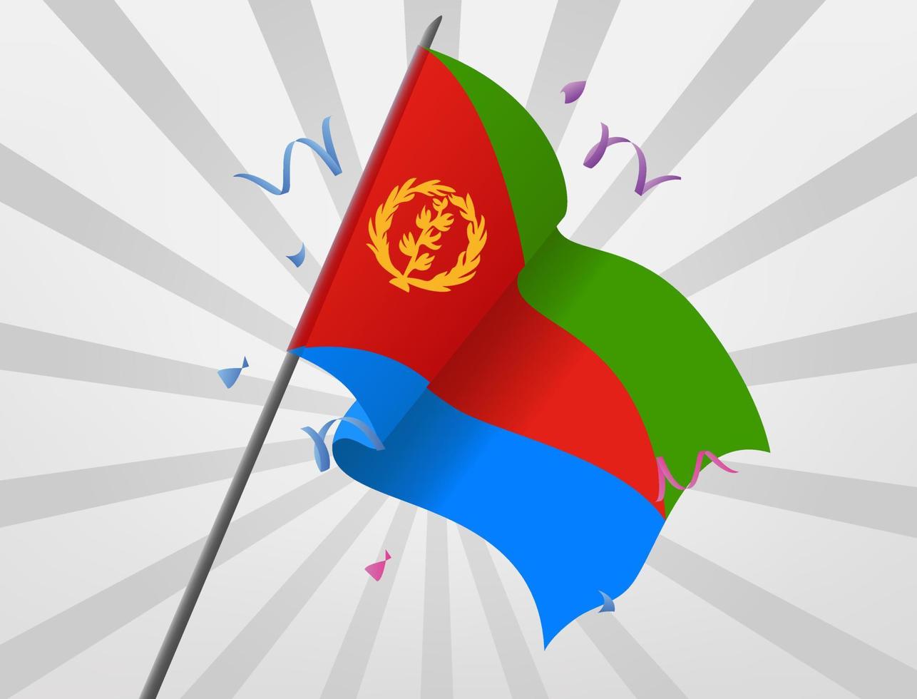 eritreas festliga flagga vajar på höga höjder vektor