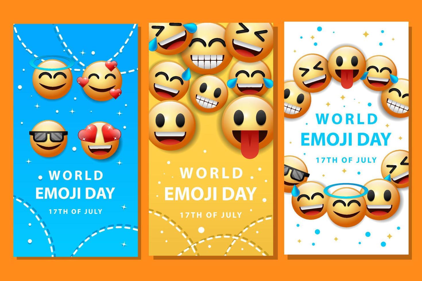 Gradient World Emoticon Day Social Media Stories Beitragsvorlage vektor