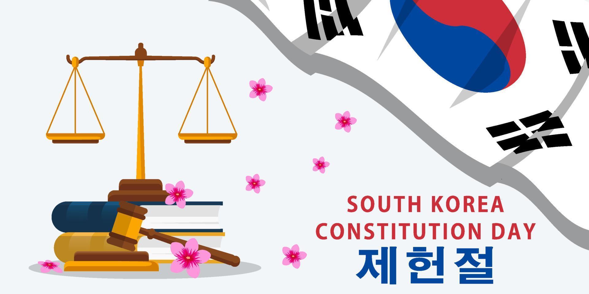 flache hintergrundillustration des konstitutionstages in südkorea vektor