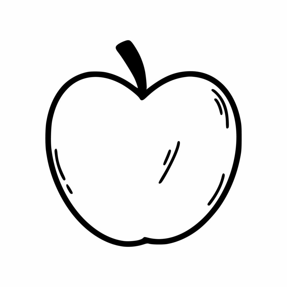 äpple på vit bakgrund. vektor doodle illustration. skiss.