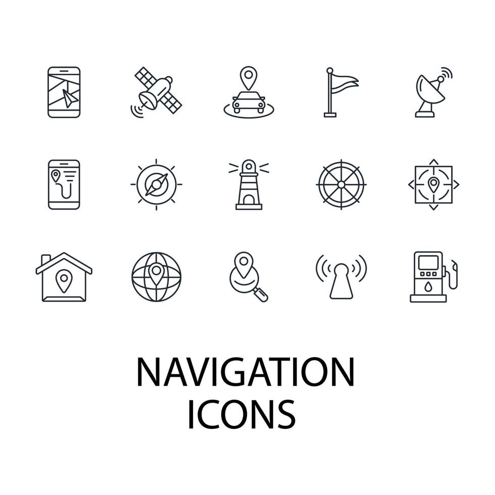 navigeringsikoner inställda. navigation pack symbol vektorelement för infographic webben vektor