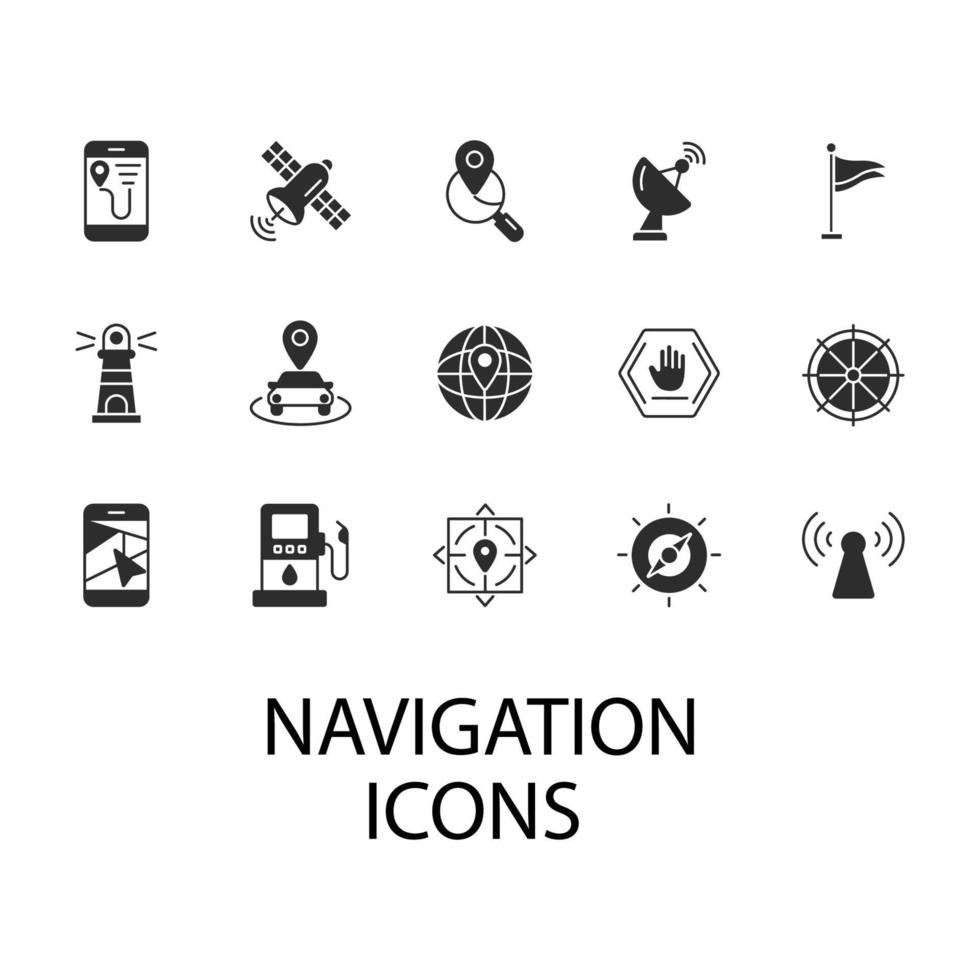 navigeringsikoner inställda. navigation pack symbol vektorelement för infographic webben vektor