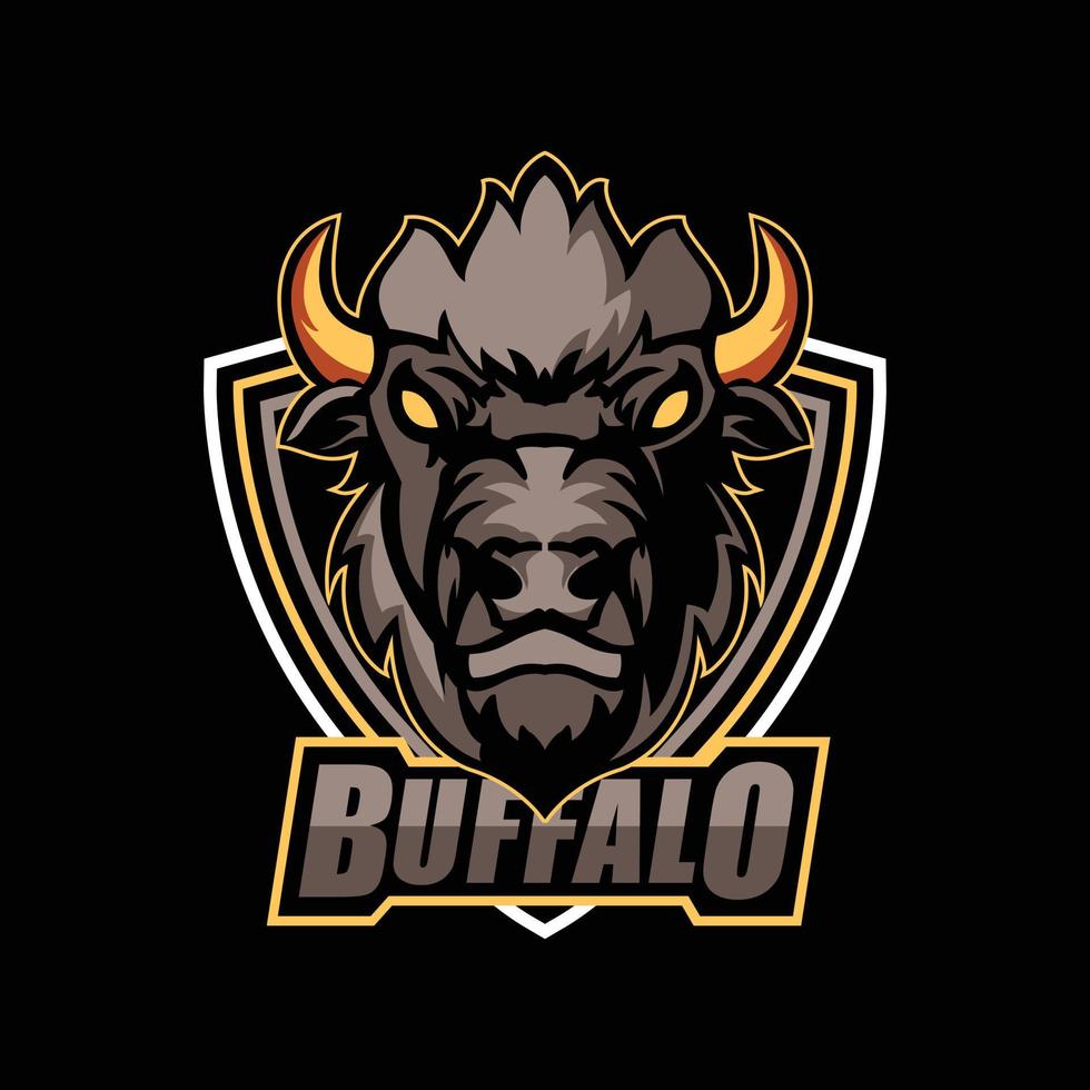 buffalo head maskot logotypdesign för esport vektor